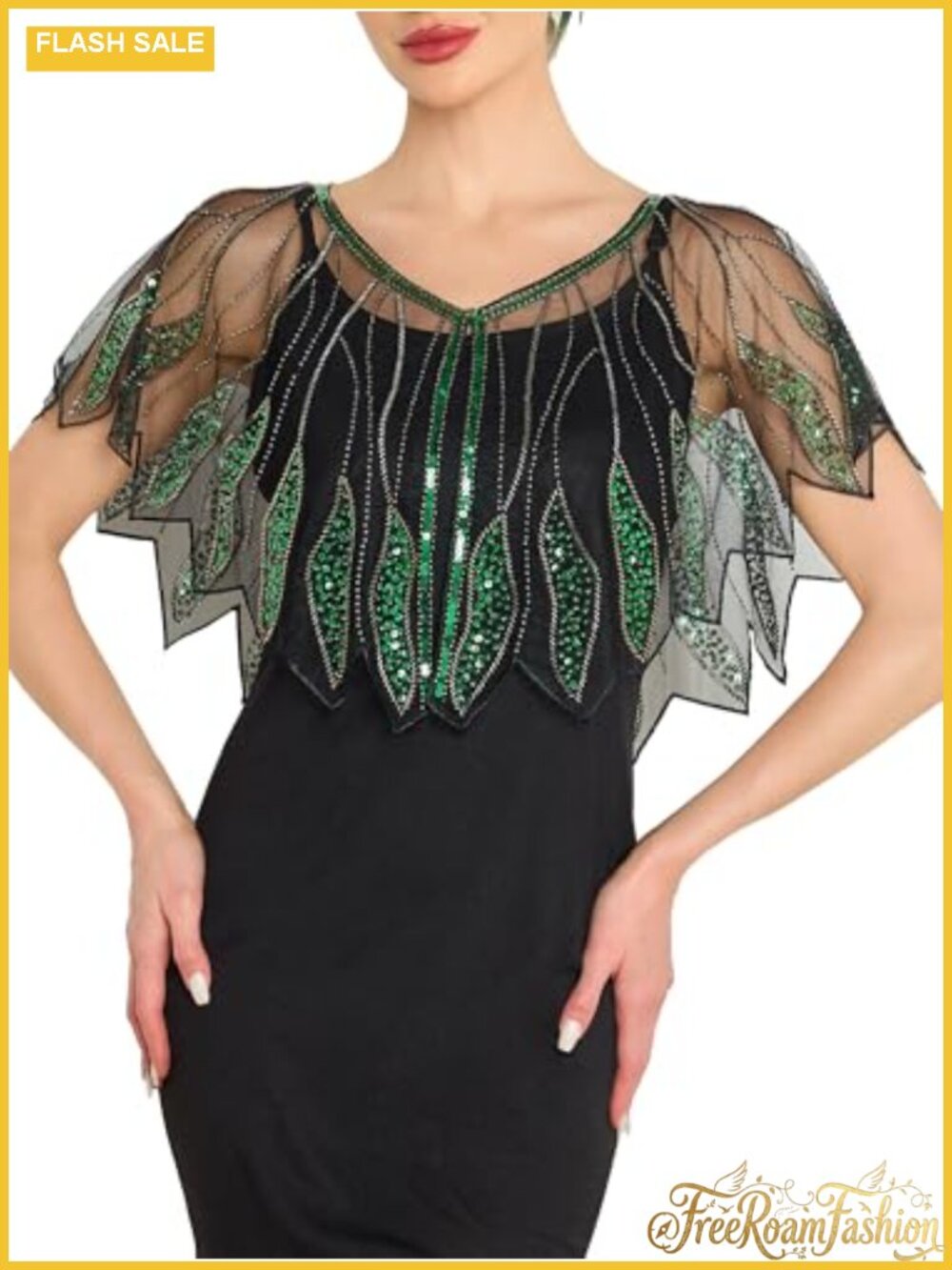 1920s Sequin Beaded Flapper Shawl Wrap Evening Formal Party One Size